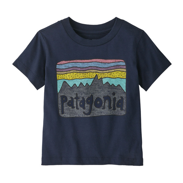 Patagonia BABY FITZ ROY SKIES T-SHIRT Barn T-shirt NEW NAVY