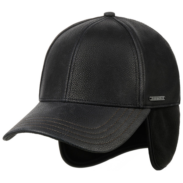 Stetson BASEBALL CAP CHEVRETTE COWHIDE Unisex Keps BLACK/BROWN