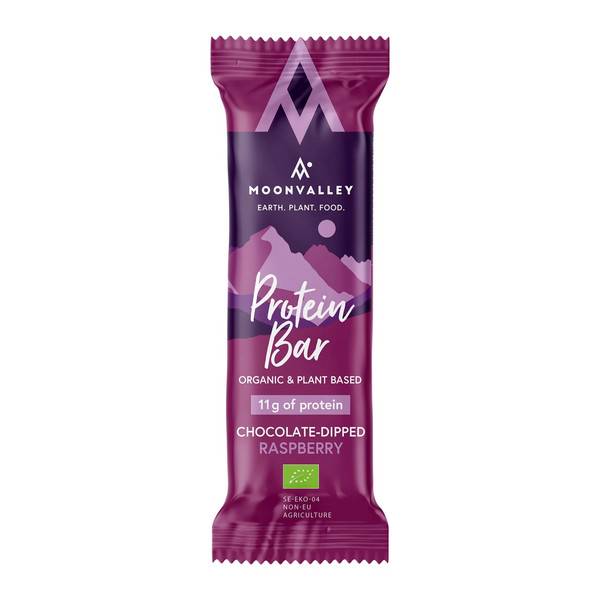 Moonvalley PROTEIN BAR CHOCOLATE DIPPED Energibar RASPBERRY